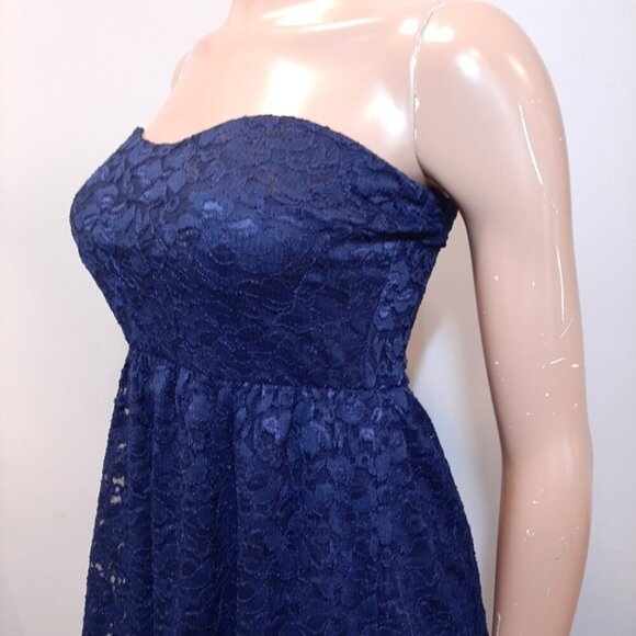 ECLIPSE Strapless Lace Mini Dress Formal Wedding Prom Fit & Flare Sweetheart - Picture 4 of 10